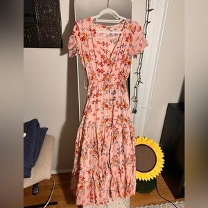 Pink floral maxi dress
